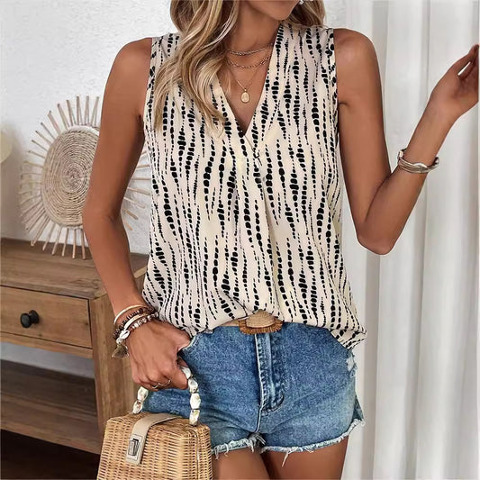 Blusa sin mangas con escote en V “Graffiti Chic”