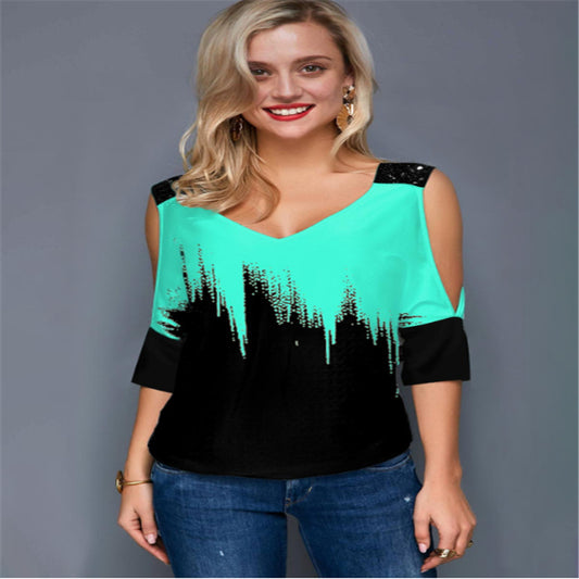 Camiseta Estampada Hombros Caídos primavera