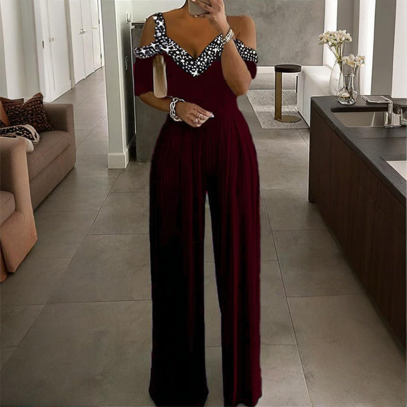Jumpsuit en V con Strass