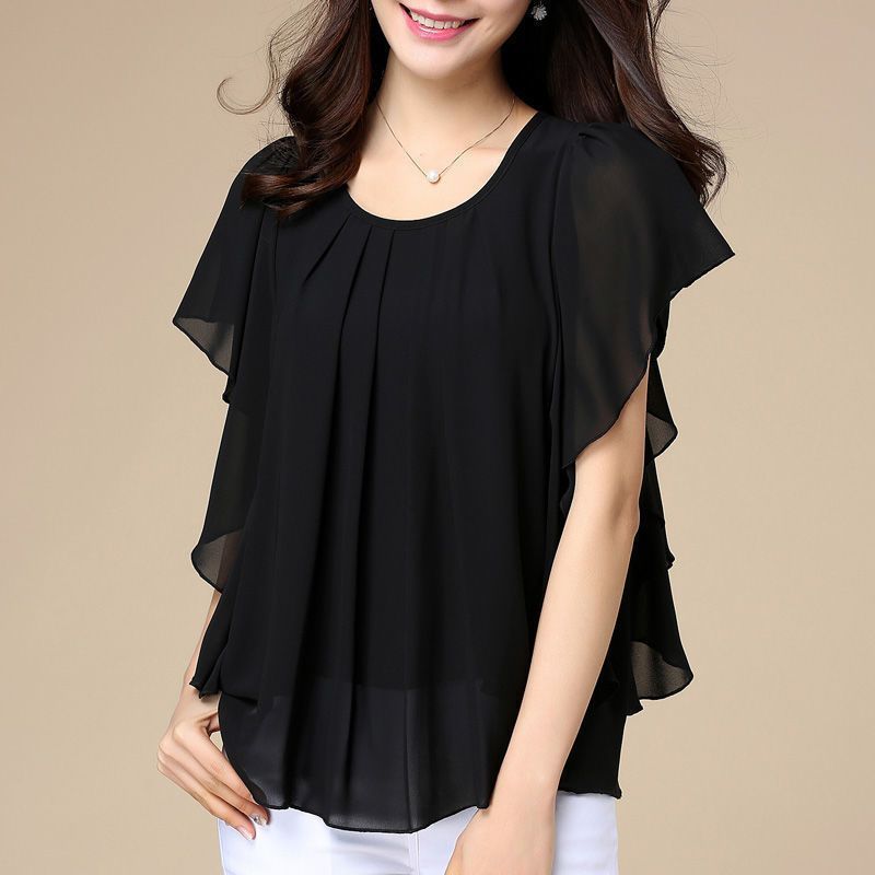 Camisa de Chiffon Plus Size