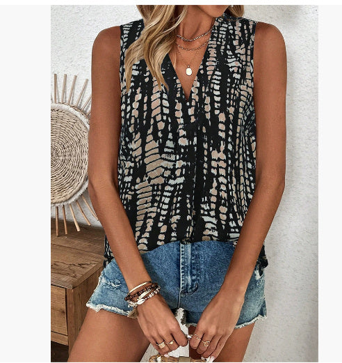 Blusa sin mangas con escote en V “Graffiti Chic”