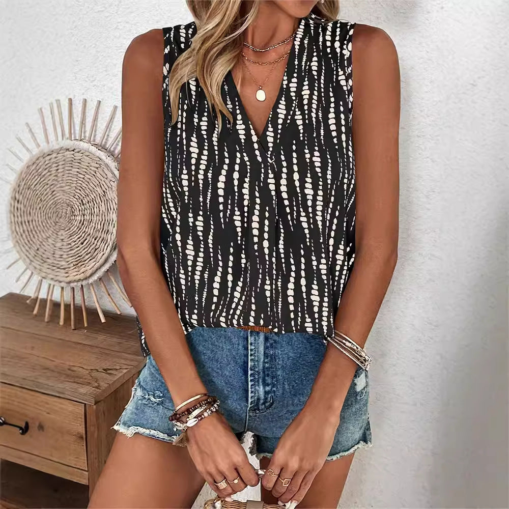 Blusa sin mangas con escote en V “Graffiti Chic”