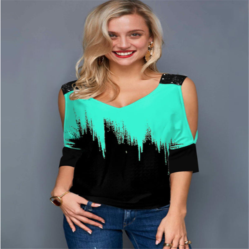 Camiseta Estampada Hombros Caídos primavera