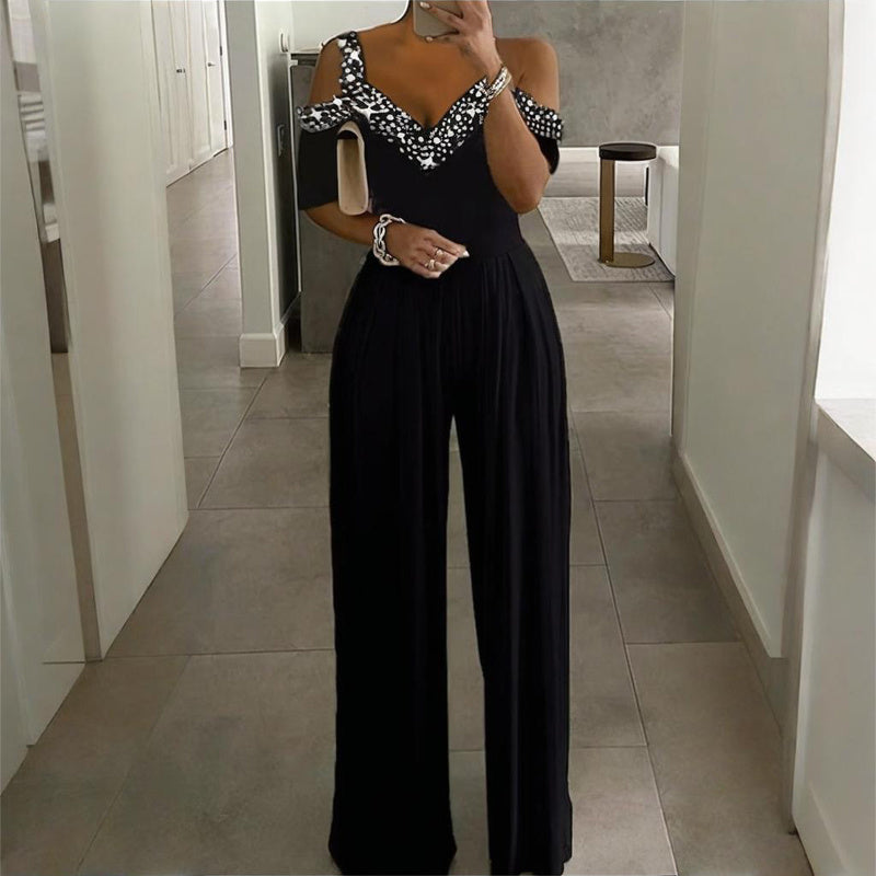 Jumpsuit en V con Strass