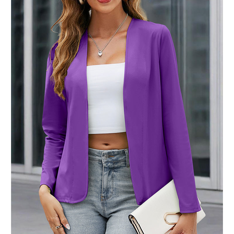 Blazer Casual Talle Grande – Abierto al Frente, Manga Larga